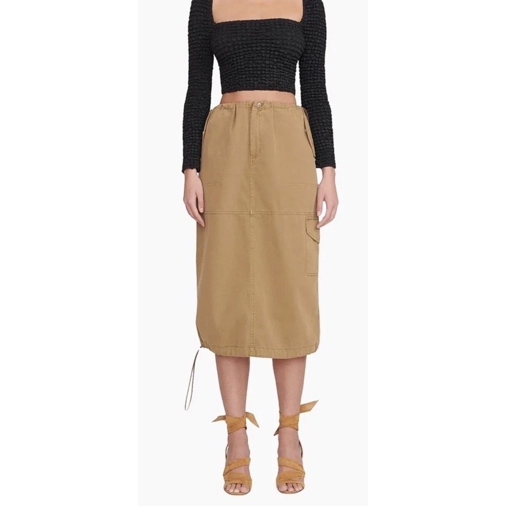 Staud Justine Cargo Utility Midi-Skirt Color Neutral Women's Sz Medium